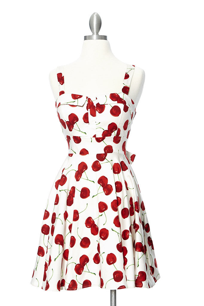 White dress with red cherries hotsell