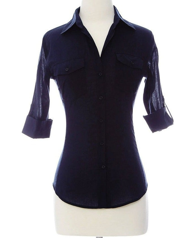 Navy dressy clearance top